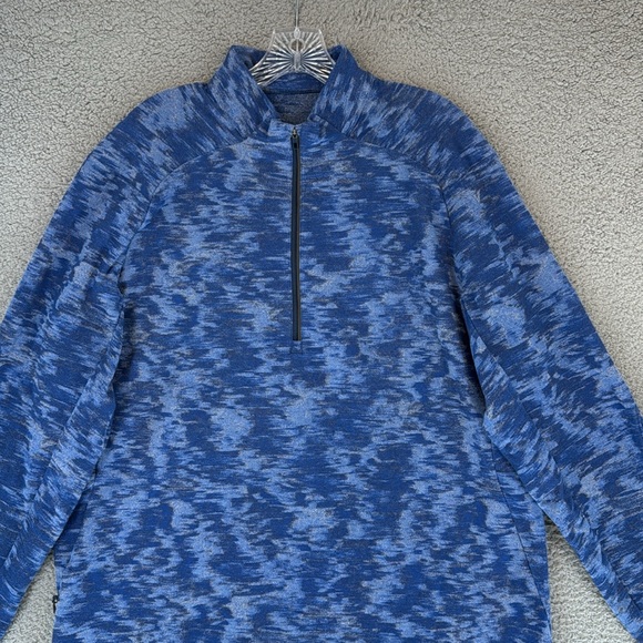 Lululemon Blue camouflage quarter zip mens XXL Pullover fleece shirt thumb holes - Picture 2 of 15
